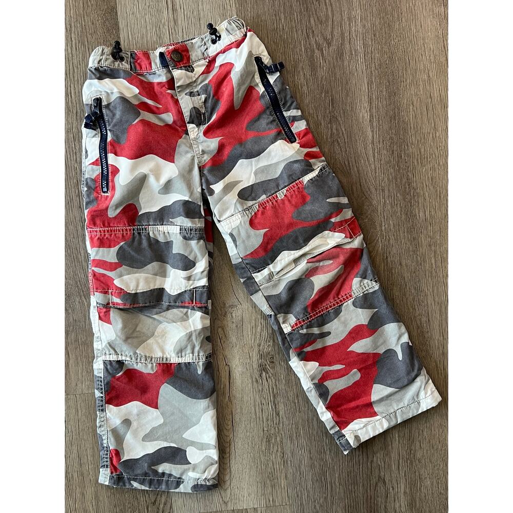 Mini Boden Boys Lined Skater Pants Red CAMO Gray 6